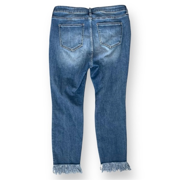 Frayed Hem Distressed Blue Jeans Plus Size Stretchy Curvy Fringe Size 16 - Picture 4 of 5